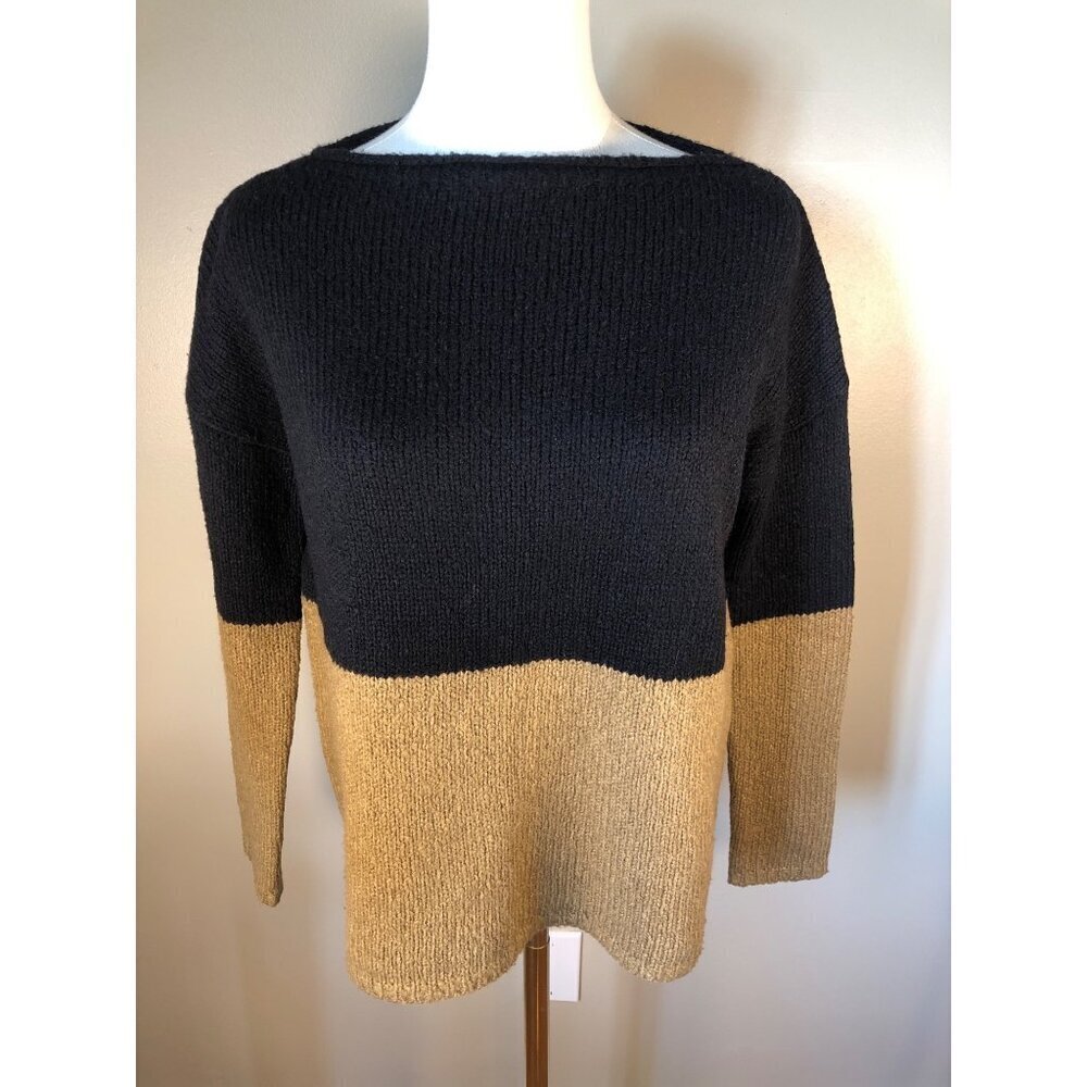 Vince. Cashmere Silk Wool Blend Black & Tan Sweater Size XS